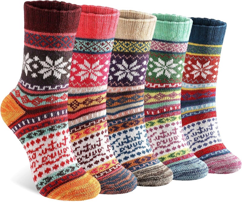 Pleneal Wool Socks for Women - Womens Wool Socks Winter Warm Cozy Knit Sock for Women Men - Image 1